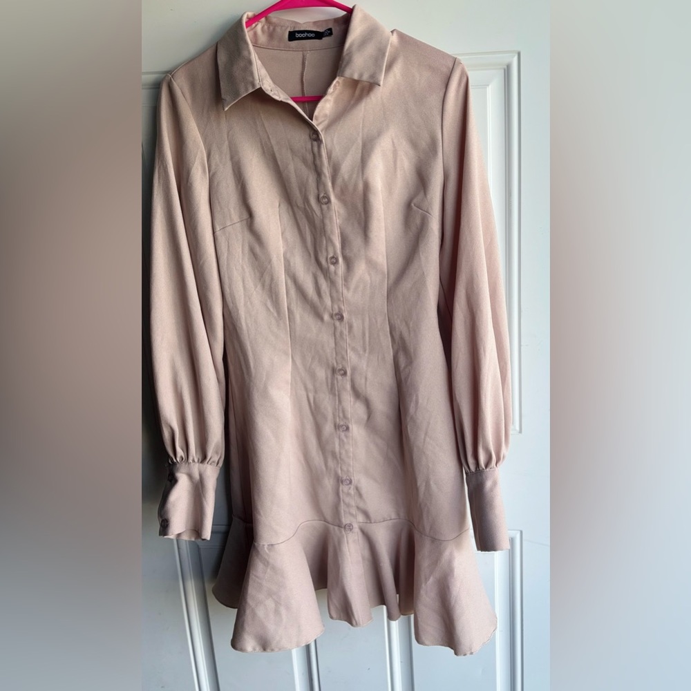 Boohoo Blush Button-Up Shirt